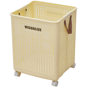 Foldable Laundry Basket with Wheels - Beige / 50cm / 31cm by Livingandhome