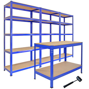 Monster Racking 3 T Rax Storage Shelving Units 120cm Q Rax Workbench - Blue by Monster Racking