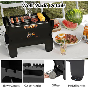 2-in-1 Camping Grill - Black by Costway
