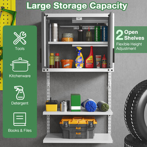 Metal Wall Cabinet with Lock - White by Costway