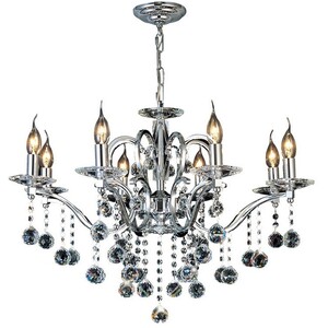 Zinta Ceiling Pendant Chandelier 8 Light Polished Chrome, Crystal - Polished Chrome