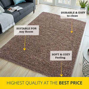 Abaseen Mocha Shaggy Rug Rectangular Soft Touch Thick Pile by Abaseen