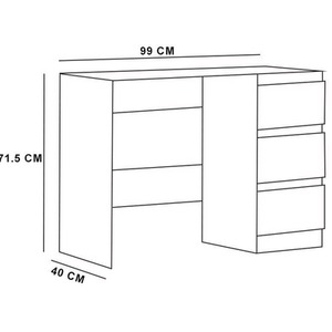 High Gloss White Dressing Table Desk With 3 Drawers - White by FWStyle