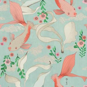 Non-Woven Koi Carp Wallpaper - Blue by Rasch