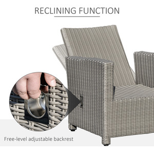 Outsunny Outdoor Rattan Lounge with Coffee Table Set - Grey by Outsunny