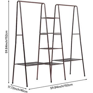 Metal Clothing Rack with 4-Tier Grid Shelves - Bronze by Garden Sanctuary