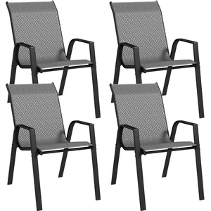 Outsunny Rattan Garden Chairs Set of 4, Stackable Outdoor Armchair by Outsunny
