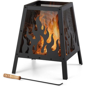 Square Small Flame Fire Pit - Black by VonHaus