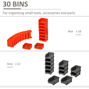 DURHAND 30 Cubbie On Wall Storage Board Tool - Red & Grey by DURHAND