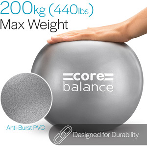 Soft Pilates Ball Anti Burst with Inflation Tube - Grey by Core Balance