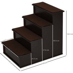 PawHut 4 Step Cushioned Pet Stairs - Brown by PawHut