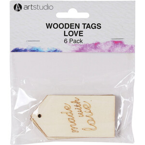 Pack of Six Art Studio Wooden Tags Love by artstudio