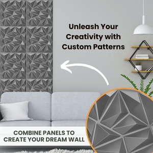 3D Wall Panels (50x50 cm) PVC Cladding Panel in 3D Diamond Design by NOVECRAFTO