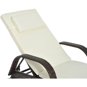 Outsunny Adjustable Rattan Sun Lounger - Brown by Outsunny