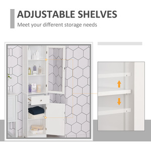 kleankin Restroom Tower with Multi-Tier Shelving - White by kleankin