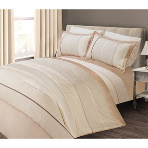 Luxury Jacquard Geometric Duvet Cover and Pillowcase Set - Cream / King by Sweet Dreams