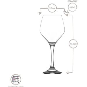 Ella Red Wine Glasses - 440ml - Pack of 6 - Clear by LAV