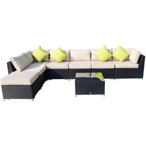 Outsunny 8 Piece Rattan Sofa Garden Furniture Set - Black by Outsunny