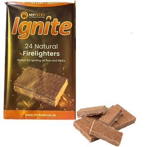 24 Natural Firelighters - Brown / 155g by MyFuels