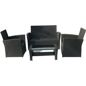 Rattan Garden Furniture Outdoor Set - Black by BIRCHTREE