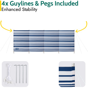 Striped Wooden Pole Camping Windbreak - Navy Blue / 360cm by Trail
