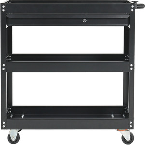 3-Tier Mobile Tool Cart with Lockable Storage Drawer - Black by Kidkid