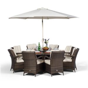 Arizona Round Rattan Patio Dining Set - Brown / 11 by Giardino