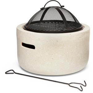Faux Concrete Fire Pit with BBQ Grill - Beige by VonHaus