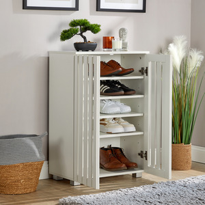 Halden Shoe Storage 2 Door Slatted Front Cabinet Unit - White by Home Source