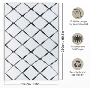 Patterned Outdoor Reversible Garden Rug - Black & White by Relsy