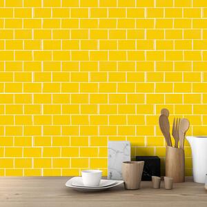 Glossy Subway Metro Classic Brick 3D Stick on Tile Sticker - Yellow by Walplus