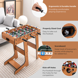 Foldable Football Table Soccer Game - Brown by Costway