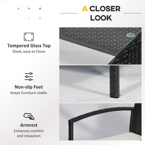 Outsunny 4PC Rattan Sofa Bistro Set - Black by Outsunny