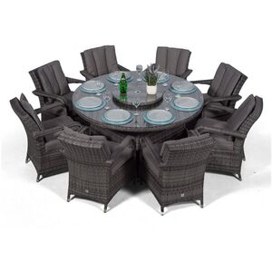 Arizona Round Rattan Patio Dining Set - Grey / 11 by Giardino