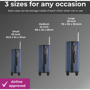 Neo 3 Piece Hard Shell Luggage Suitcase Set - Blue by Neo