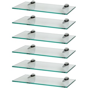Floating Glass Bathroom Wall Shelves - 40cm - Chrome / 6 by Harbour Housewares