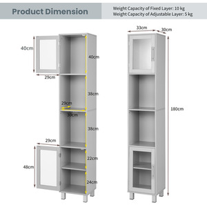 Slim Tower Cabinet - Grey by GAINOOM
