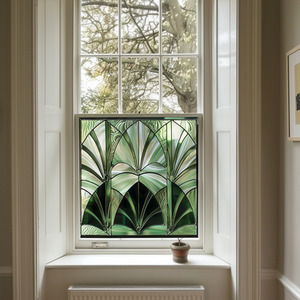 Aldeno Art Deco Stained Glass Privacy Window Film - Green / 70cm by Creative Printing Solutions