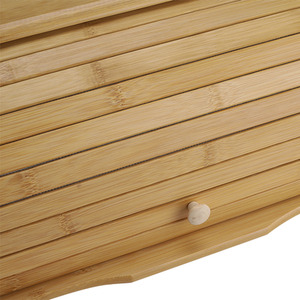 Bamboo Bread Bin with Rolling Lid - Wooden Colour by Livingandhome