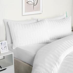 Satin Stripe Duvet Set - White / King by OHS