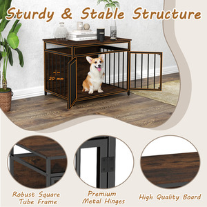 Furniture Style Dog Crate - Brown by Costway