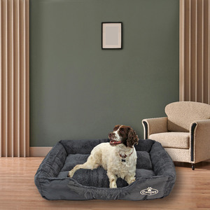 Faux Fur Dog Bed in BlackGrey XL - Black by Actiaspet