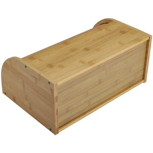 Bamboo Bread Bin with Rolling Lid - Wooden Colour by Livingandhome