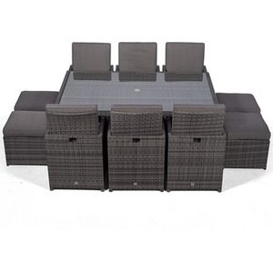 Giardino Rattan Cube Dining Set - Grey / 6 by Giardino