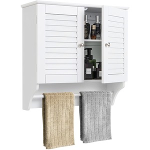 Double Louvered Doors Storage Cabinet - White by Costway