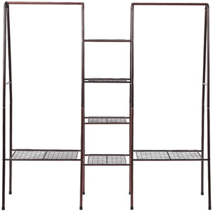 Metal Clothing Rack with 4-Tier Grid Shelves - Bronze by Garden Sanctuary