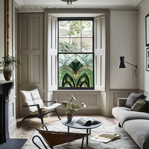 Badia Art Deco Stained Glass Privacy Window Film by Creative Printing Solutions