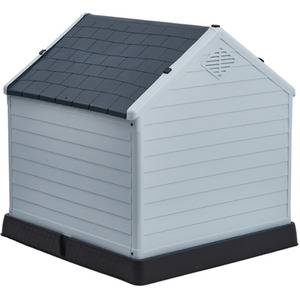 Kidkid Dog Kennel Large Plastic Pet Garden House - Black + White + Grey / 75cm by Kidkid