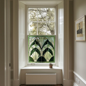 Alessano Art Deco Stained Glass Privacy Window Film - Green / 55cm by Creative Printing Solutions