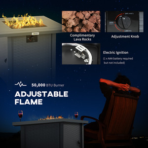 Outsunny Rattan-style 40,000 BTU Propane Gas Fire Pit Table with Cover by Outsunny